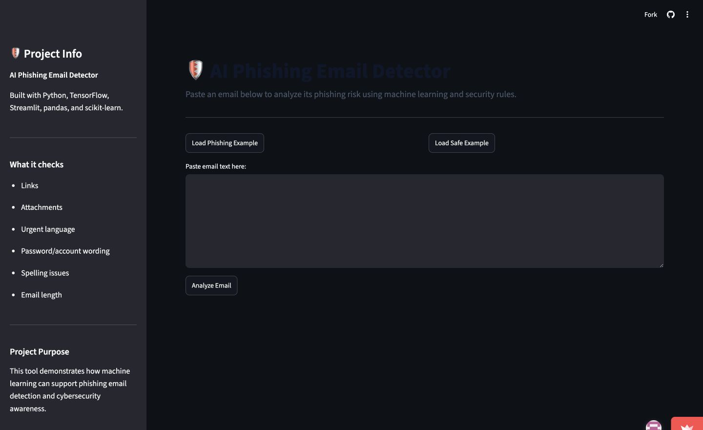 AI Phishing Email Detector application